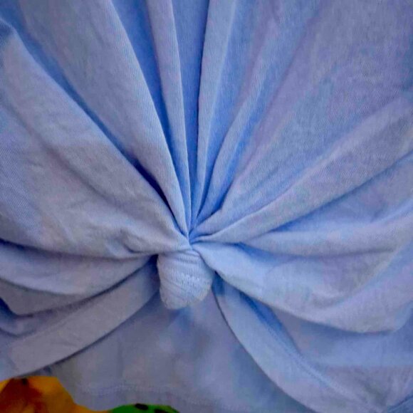 NWOT DKNY Women's Studded-Logo Tie Front T-Shirt, Cornflower Blue, SIZE SMALL - Picture 5 of 11